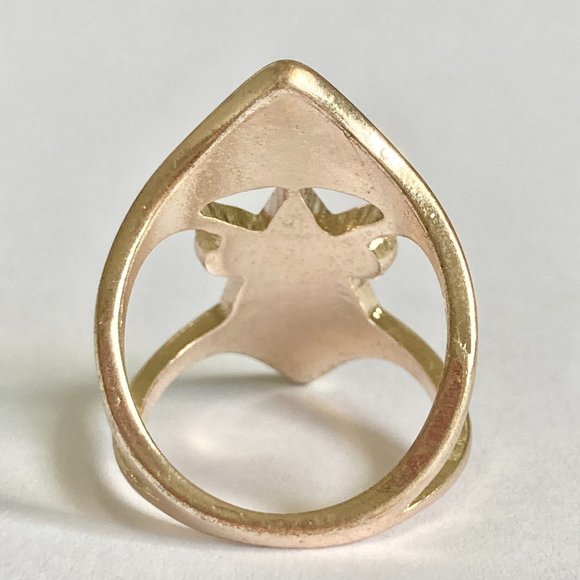 Rose Gold Cubic Zirconia Cocktail Ring Boho Art Deco Size 7 Plated Statement - Picture 8 of 12